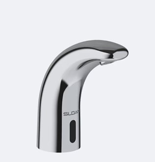 Sloan Polished Chrome Single hole Touchless Low-arc Commercial Touchless Bathroom Sink Faucet with Deck Plate